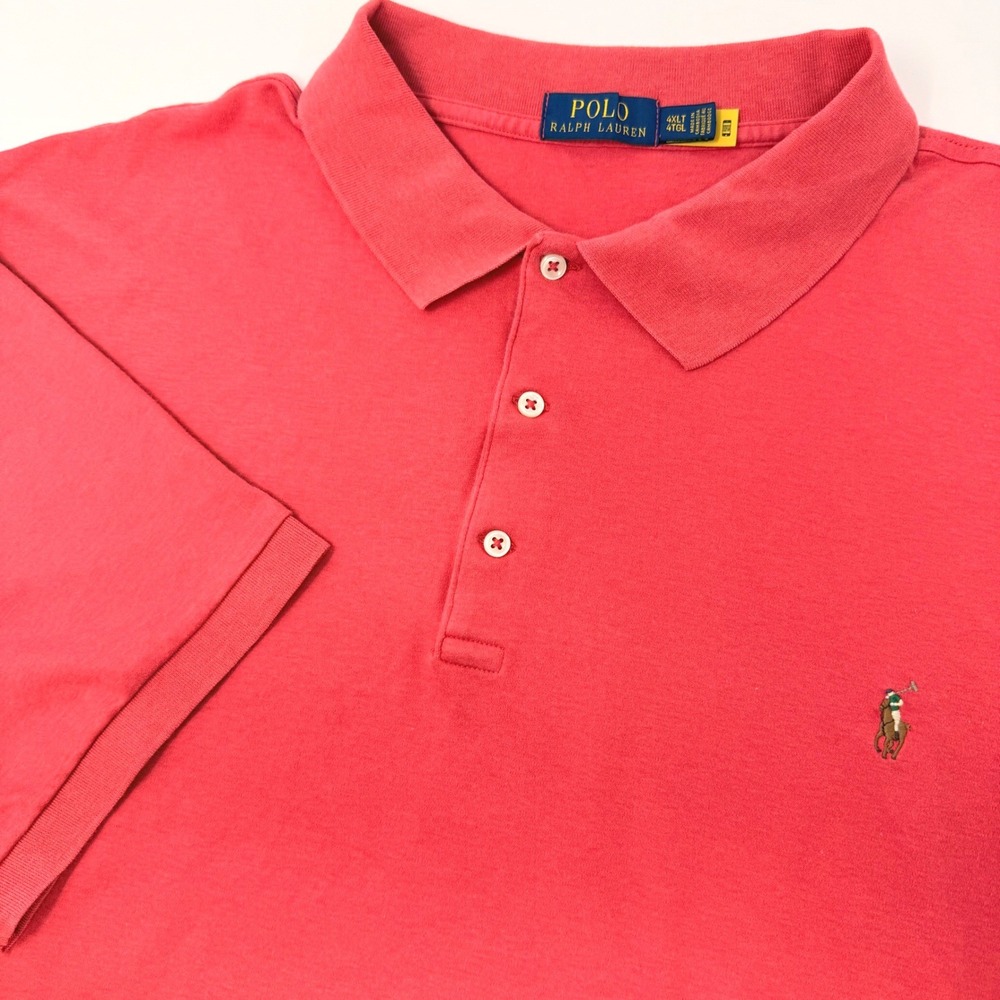 Polo Ralph Lauren Mens 4XLT Coral Pink Short Sleeve Polo Shirt Classic Fit